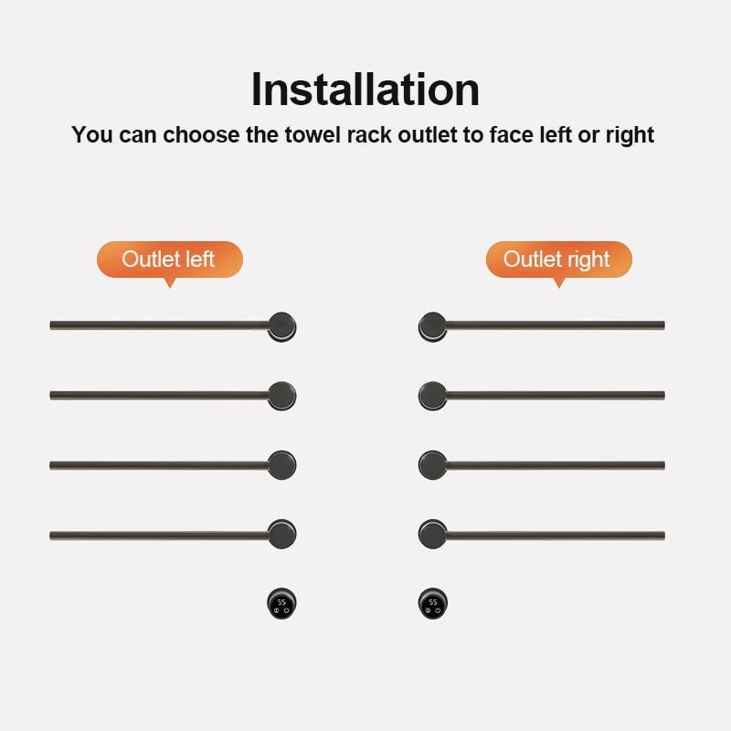 Elektrische handdoek radiator zwart met thermostaat L-SR0005-B