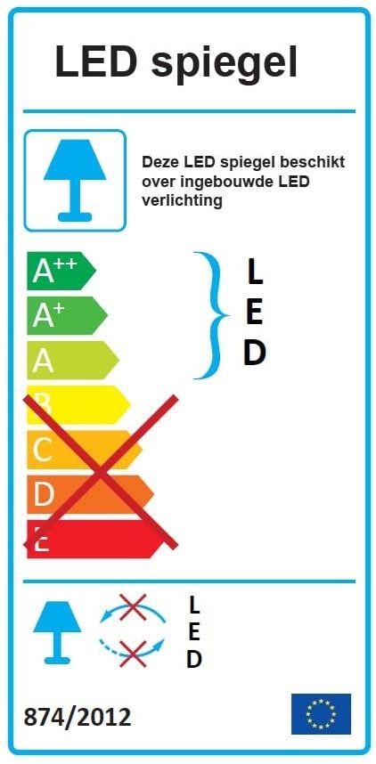 Badkamerspiegel rond 80 cm met trendy riem zwart frame, inbouw led verlichting en anti-condens