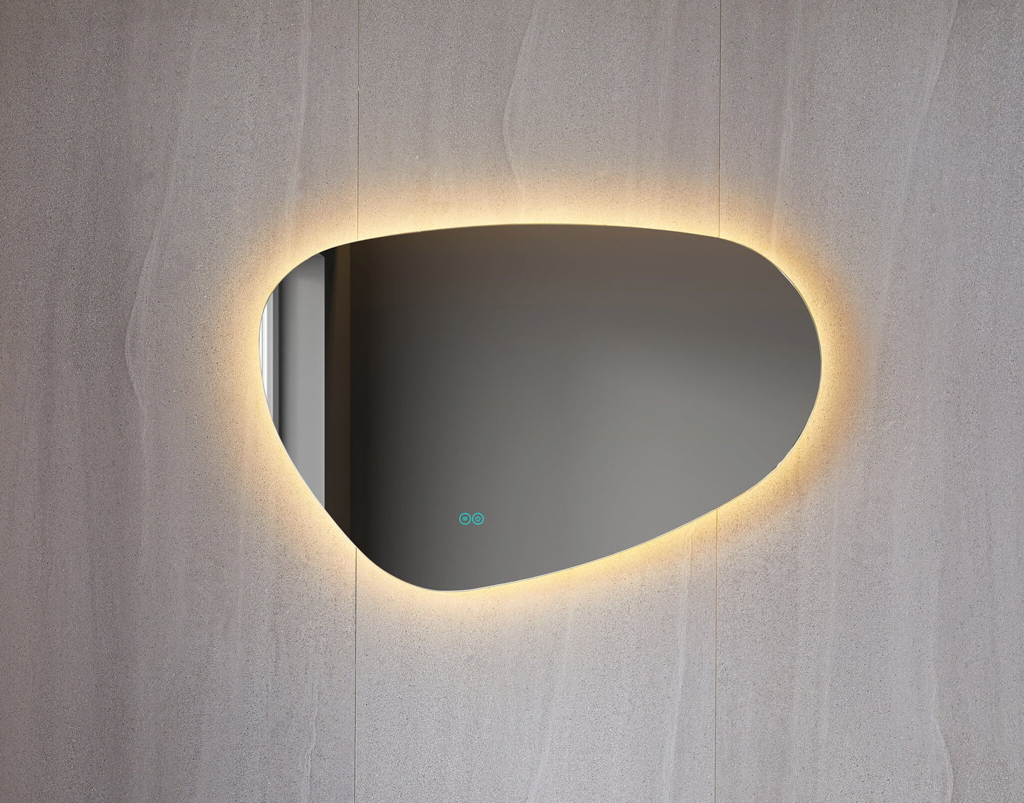 Spiegel asymmetrisch organische led verlichting en anti-condens 90 cm breed en 60 cm hoog
