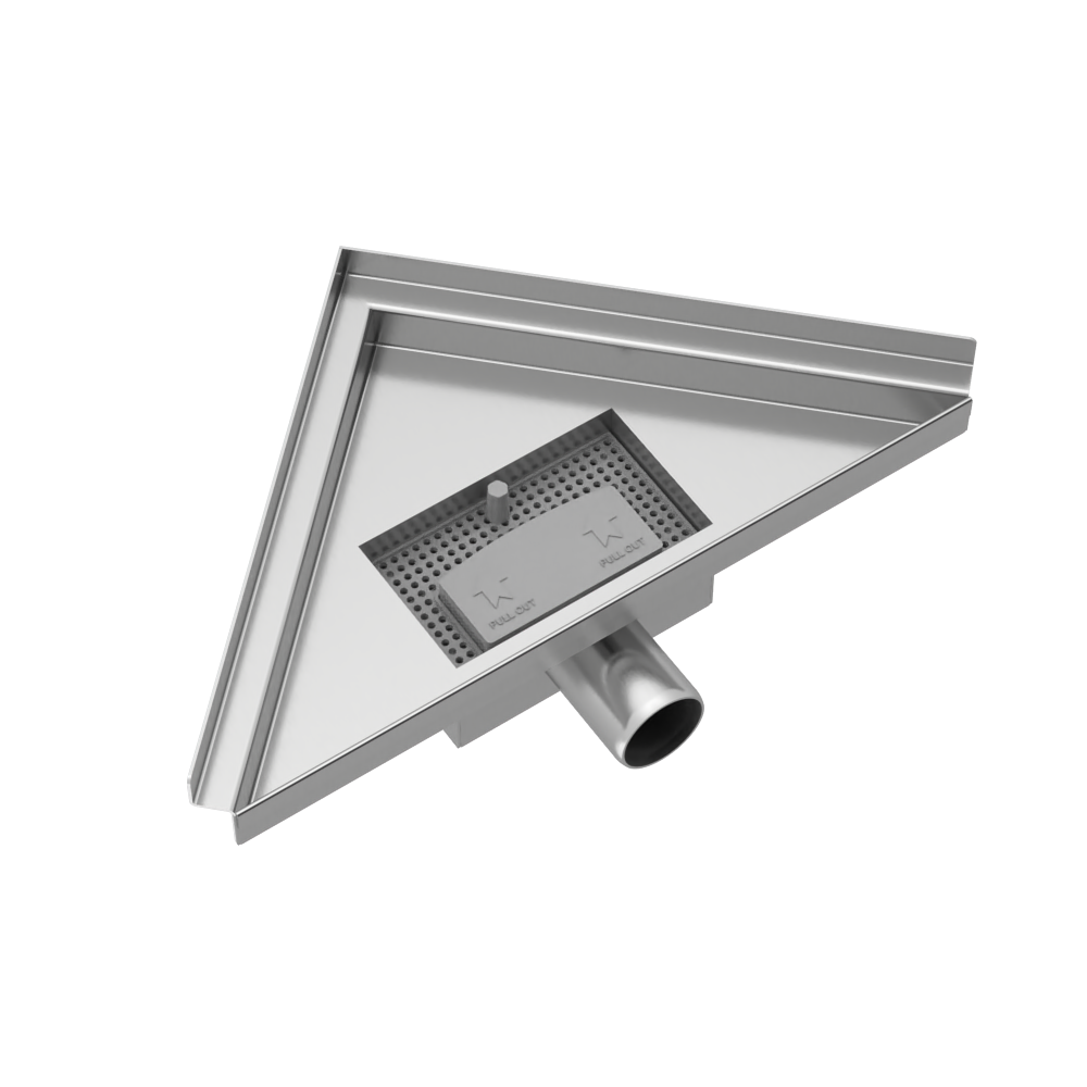 Hoekdrain douchegoot 20 x 28 x 8 cm RVS