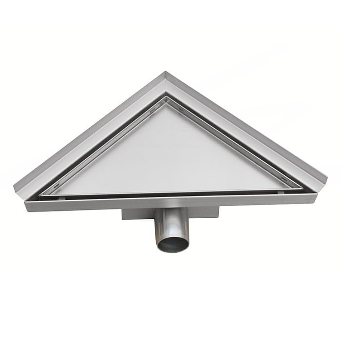 Hoekdrain douchegoot 20 x 28 x 8 cm RVS