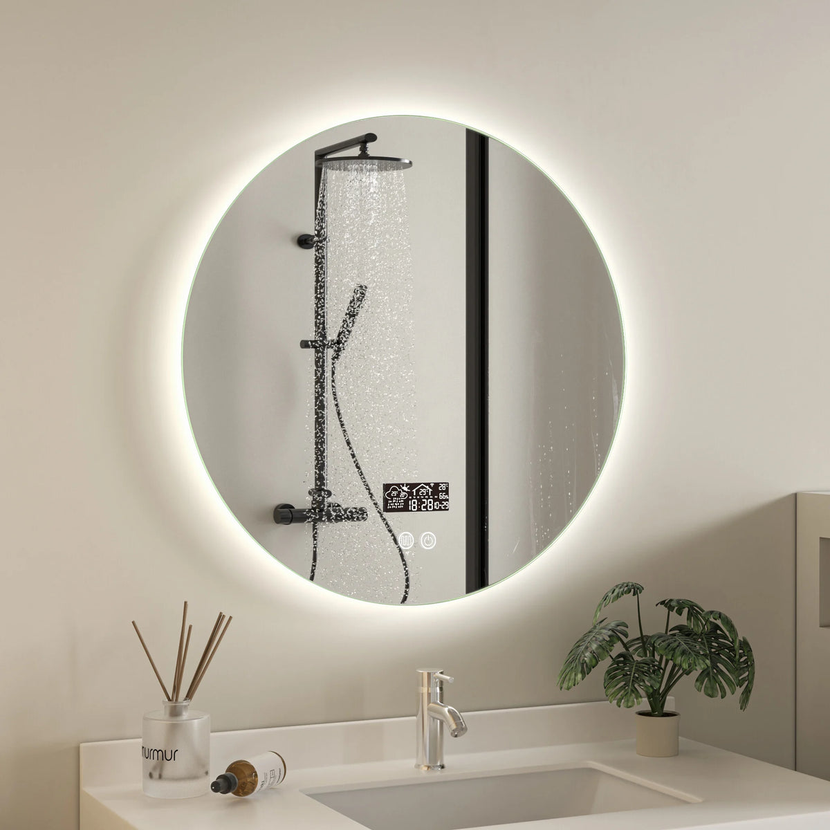 Smart spiegel rond 60cm frameloos met led verlichting, anti-condens en wifi