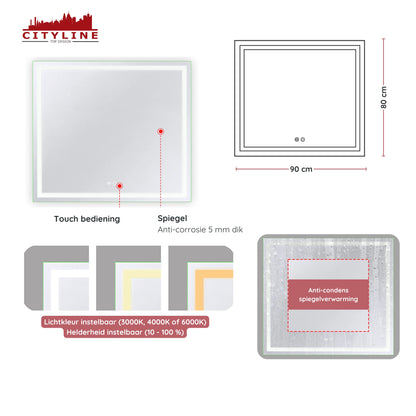 Badkamerspiegel ''Vista'' led verlichting en anti-condens