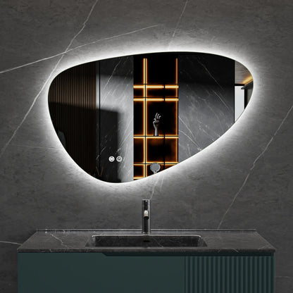 Spiegel asymmetrisch organische led verlichting en anti-condens 100 cm breed en 65 cm hoog