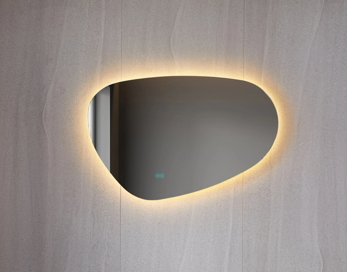 Spiegel asymmetrisch organische led verlichting en anti-condens 90 cm breed en 60 cm hoog