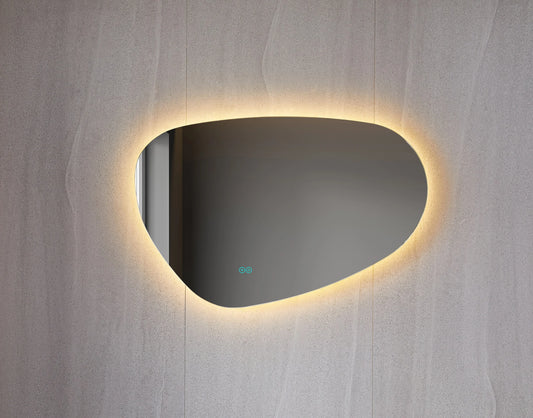 Spiegel asymmetrisch organische led verlichting en anti-condens 90 cm breed en 60 cm hoog