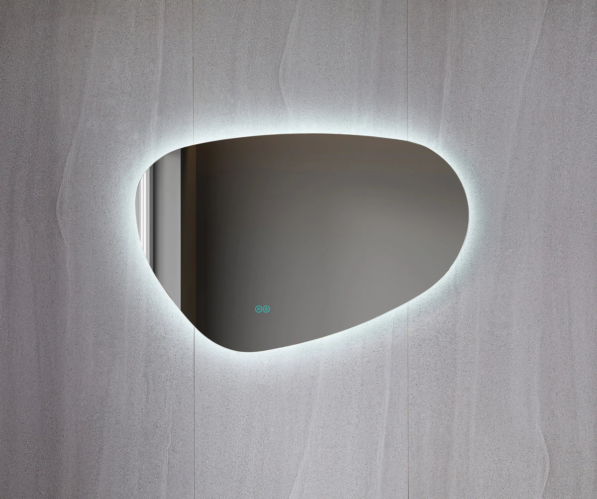 Spiegel asymmetrisch organische led verlichting en anti-condens 90 cm breed en 60 cm hoog