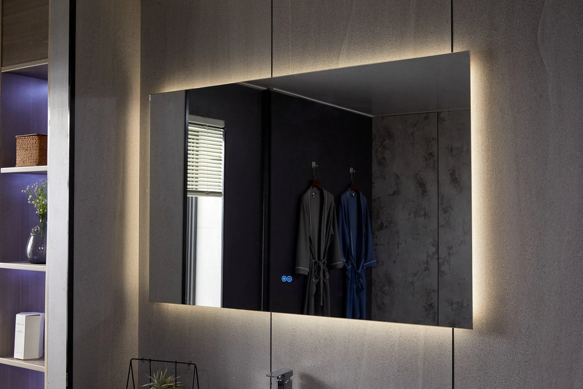 Spiegel frameloos met led, anticondens 60 x 60 cm