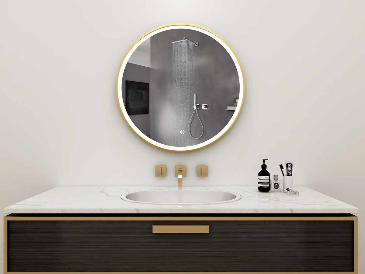 Tweedekans - Spiegel rond 60 cm met gouden frame, led verlichting en anti condens - Default
