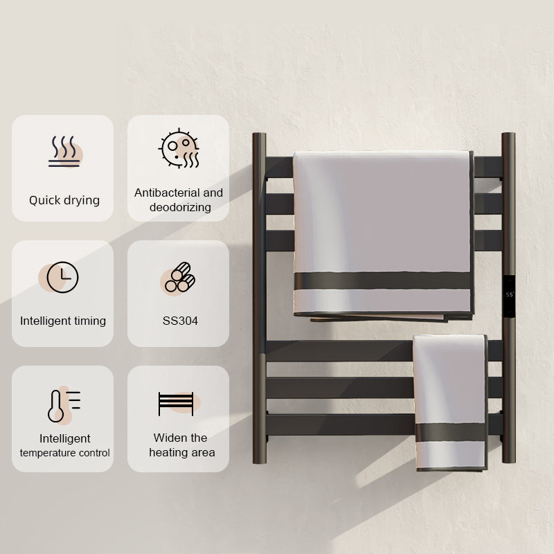 Tweedekans - Elektrische handdoek radiator zwart met thermostaat A-CS06G-B - Zwart