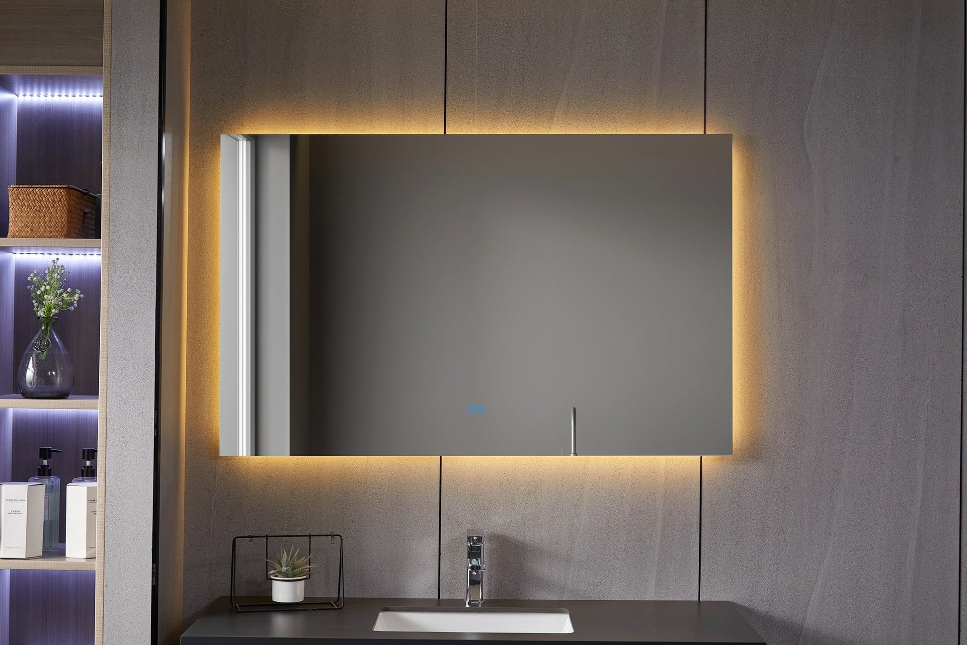 Spiegel frameloos met led, anti-condens 75 x 140 cm