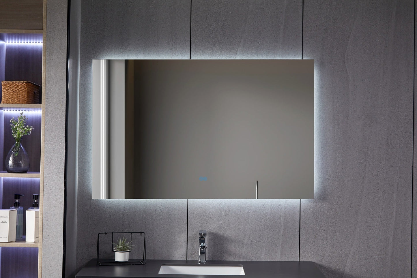 Spiegel frameloos met led, anti-condens 75 x 140 cm