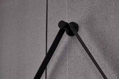 Spiegel rond 80 cm met trendy riem zwart frame, inbouw led verlichting en anti-condens