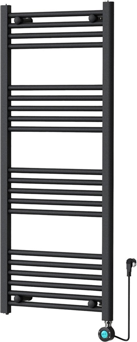 Handdoekradiator Elektrisch met Digitale Thermostaat - Radiator Badkamer - 1200 × 500 mm - Mat zwart - 500 Watt