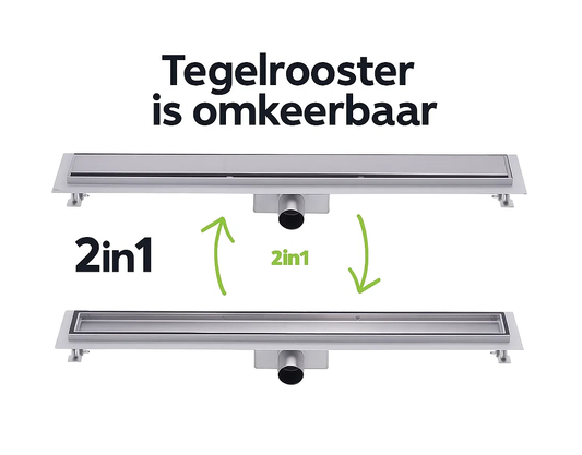 Nurion douchegoot flens met zijuitloop - tegelrooster