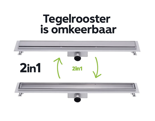 Nurion douchegoot flens met zijuitloop - tegelrooster