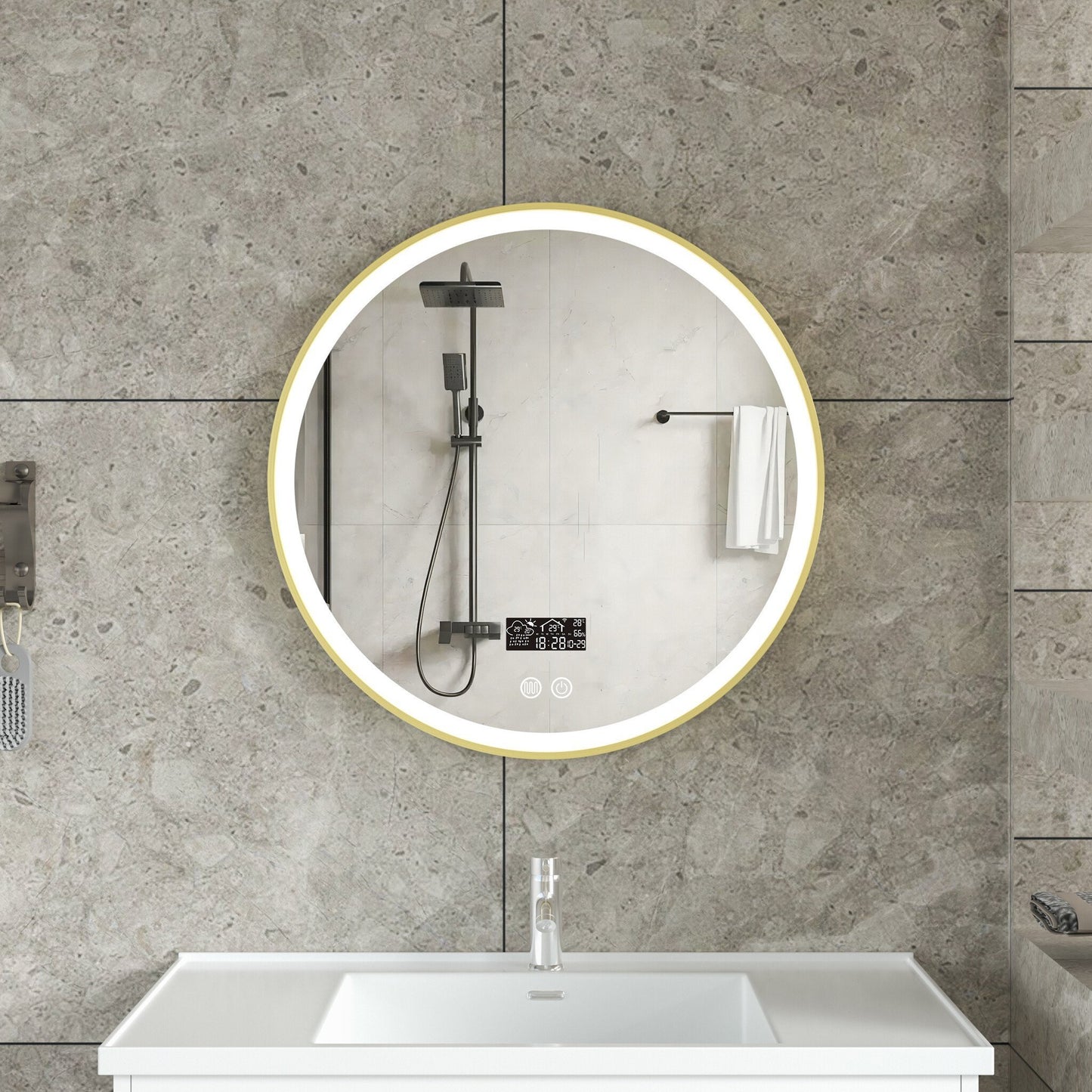 Smart spiegel  gouden frame met led verlichting, anti-condens en wifi