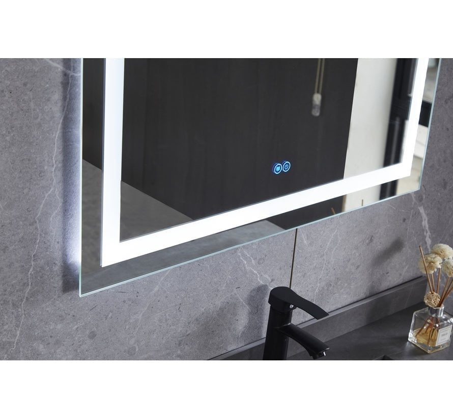 Spiegel 70 x 50 cm frameloos, inbouw led verlichting en anti condens
