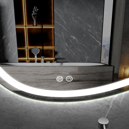 Spiegel asymmetrisch inbouw led verlichting en anti-condens 100cm breed en 65cm hoog