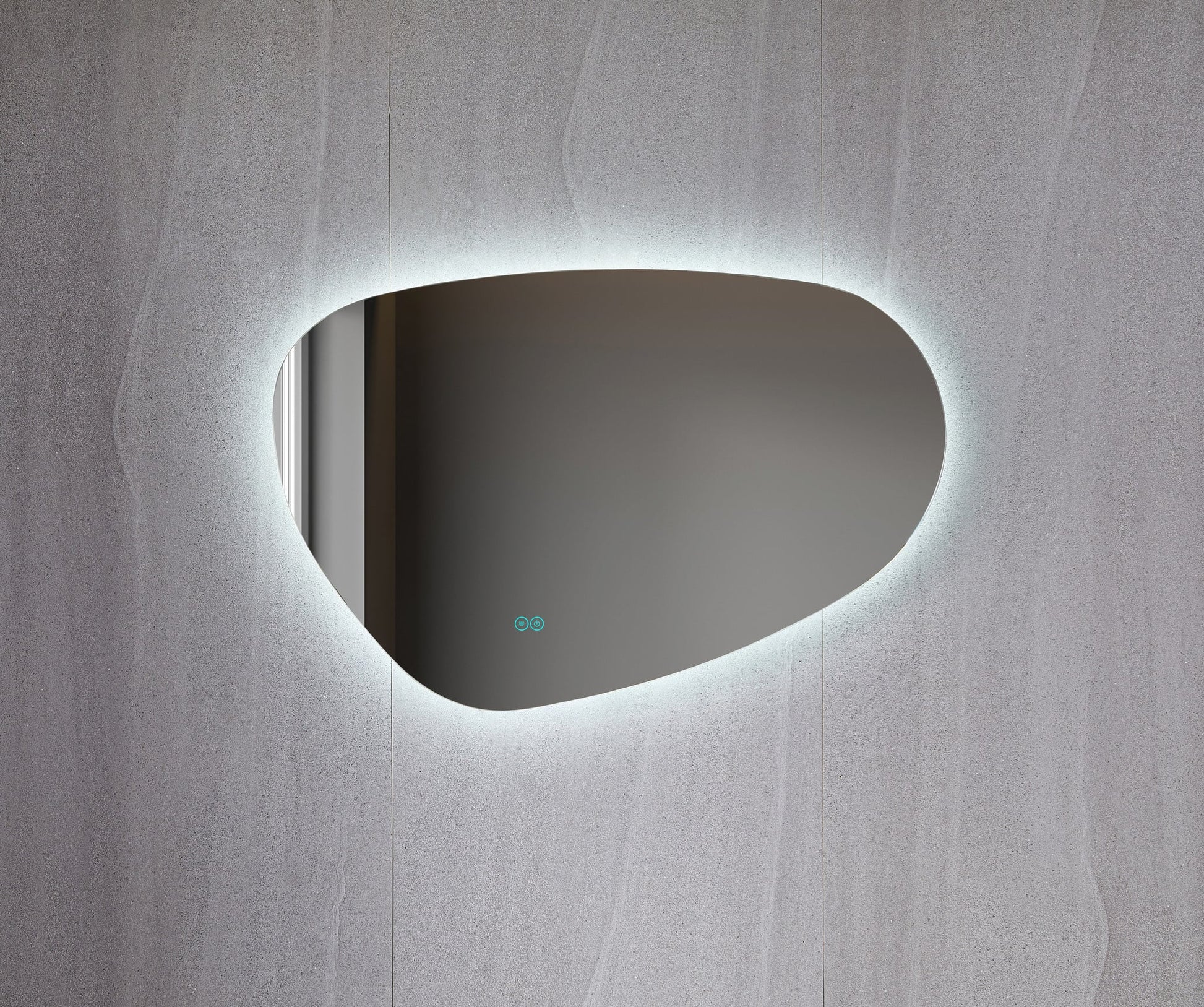 Spiegel asymmetrisch organische led verlichting en anti-condens 90 cm breed en 60 cm hoog