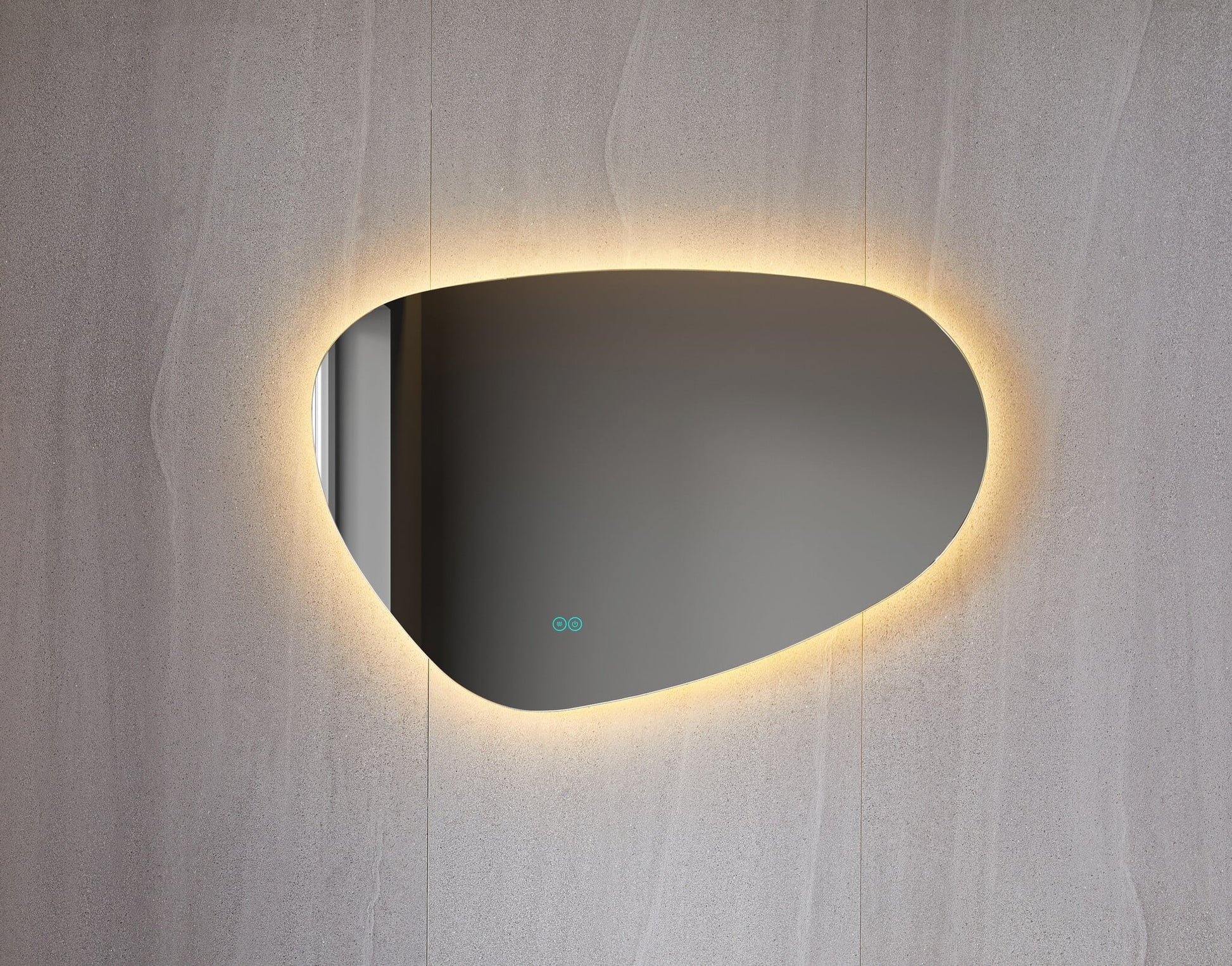 Spiegel asymmetrisch organische led verlichting en anti-condens 90 cm breed en 60 cm hoog
