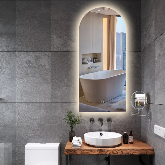 Spiegel met led half ovaal 50 x 100 cm