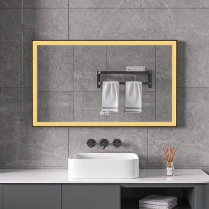 Spiegel met zwart frame, led, anticondens 60 x 100 cm