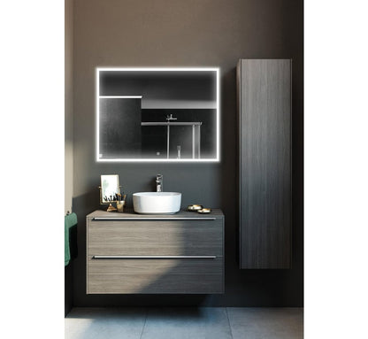 Spiegel met zwart frame, led, anticondens 60 x 120 cm