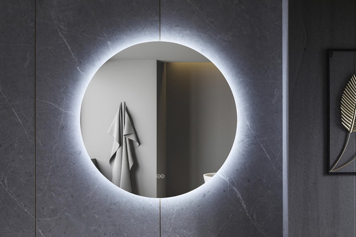 Spiegel rond 100 cm frameloos, rondom led verlichting en anti condens