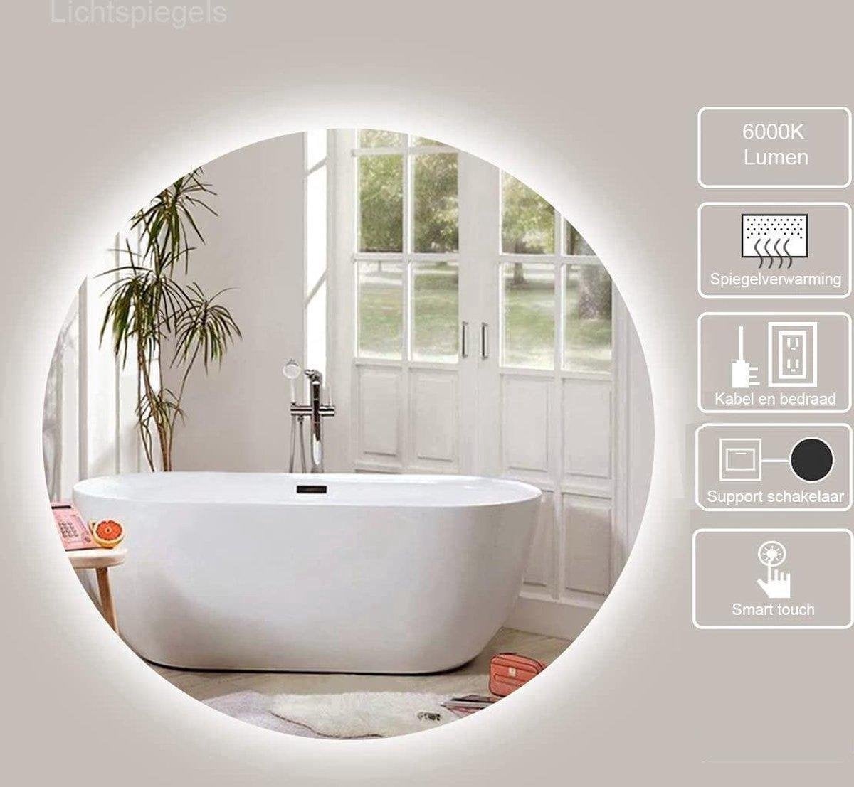 Spiegel rond 100 cm frameloos, rondom led verlichting en anti condens
