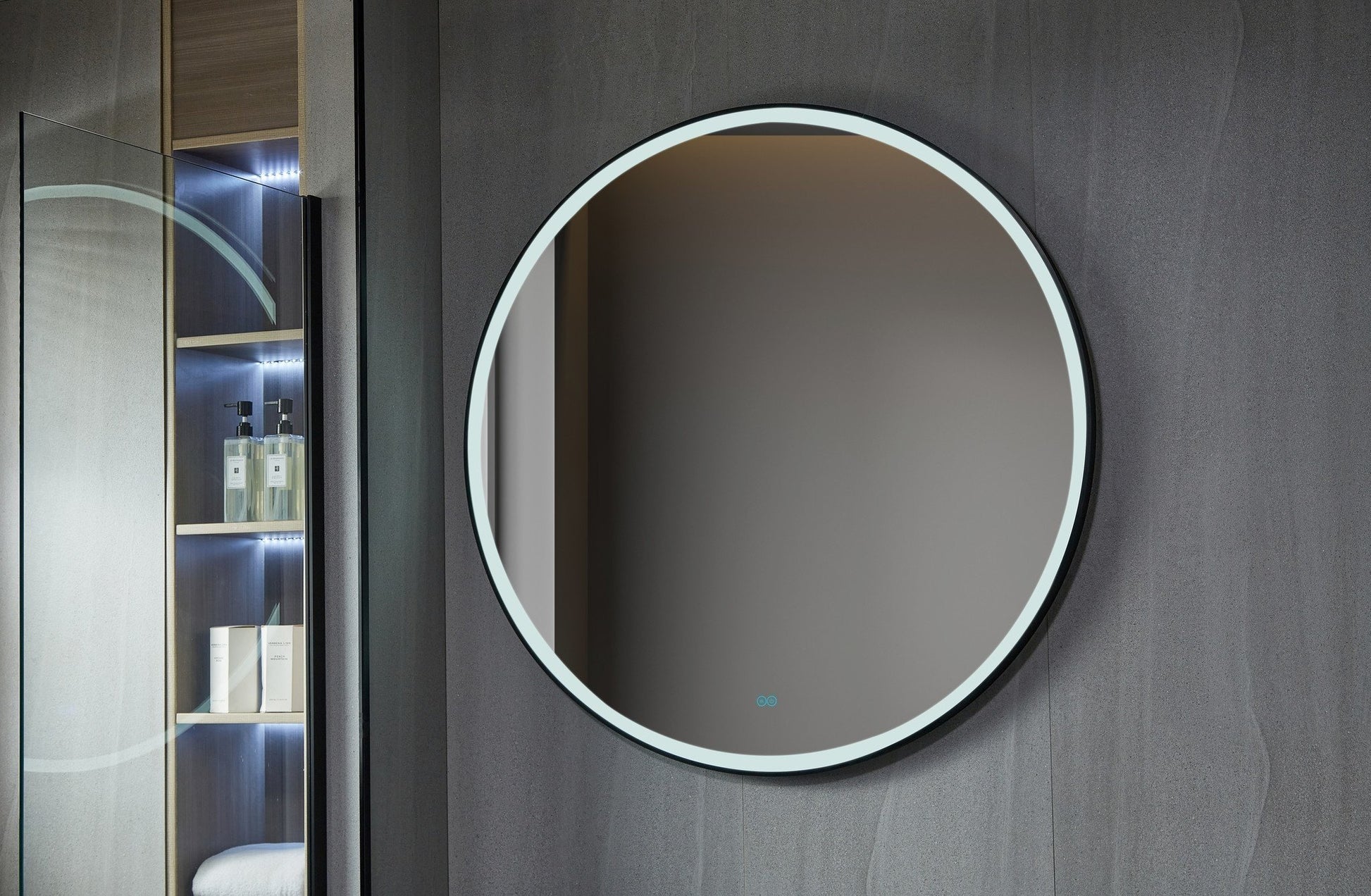 Spiegel met zwart frame, led, anticondens 60 x 60 cm - Elektrische vloerverwarming Spiegel met zwart frame, led, anticondens 60 x 60 cm - Elektrische vloerverwarming