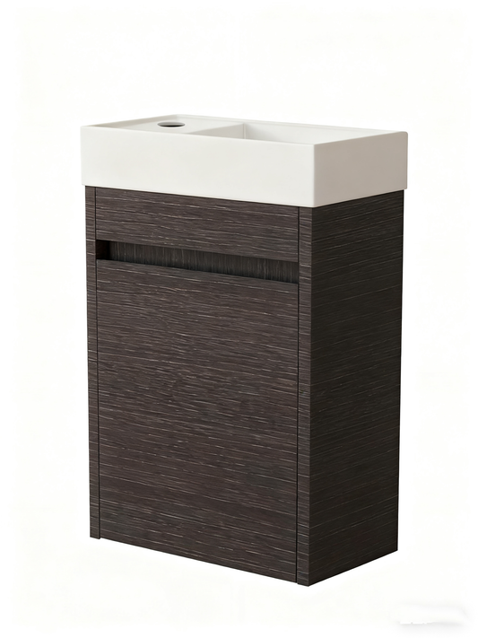 Nurion Toiletmeubel Luca - glanzend wit basin en zwart houten kast - 41 x 22,5 x 65 cm