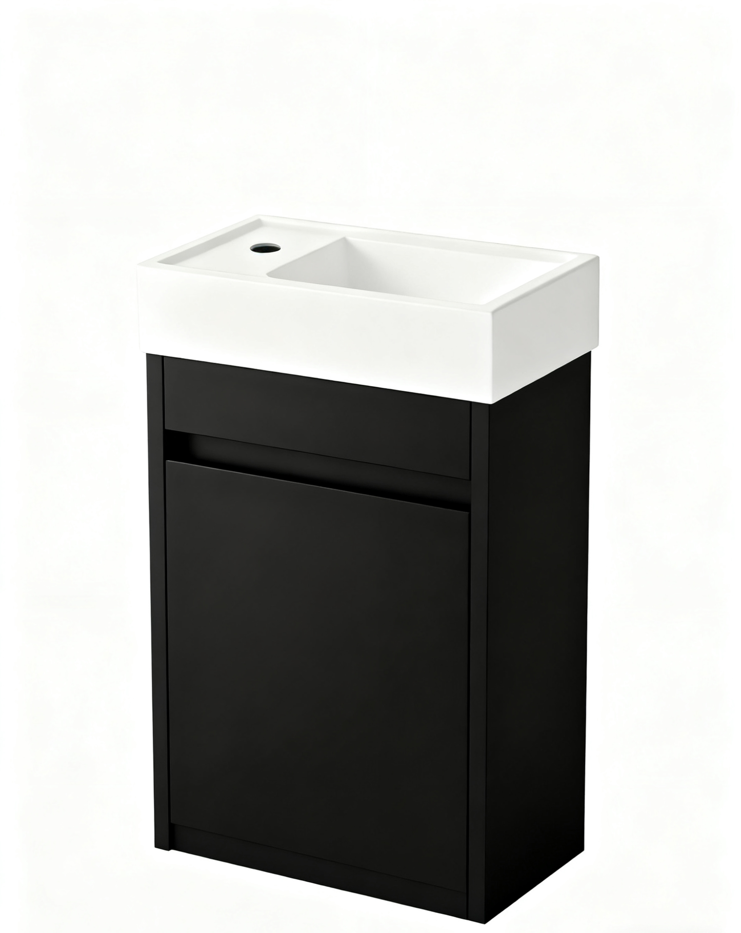 Nurion Toiletmeubel Tess - glanzend witte basin en zwart houten kast - 41 x 22,5 x 65 cm